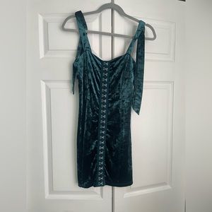 Dark teal short body con dress (small)